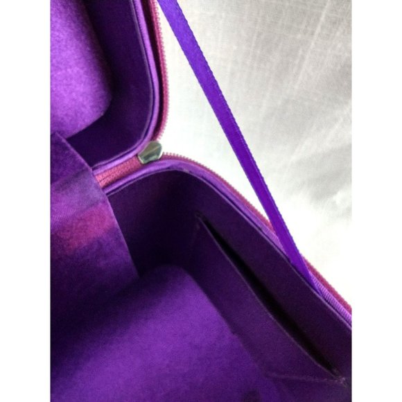 Purple Zipper Closure Makeup Cosmetics Beauty Product Travel Case Mirror Pockets - Picture 10 of 12